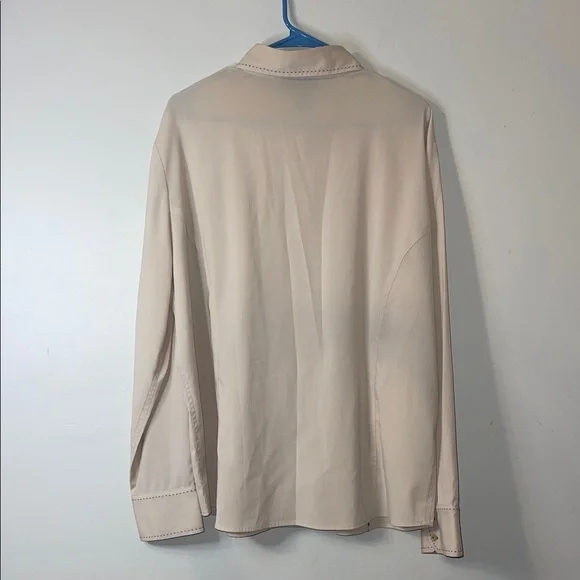 Ninety Women’s Cream Collared Dress Shirt Size 2X #219 - Picture 6 of 6